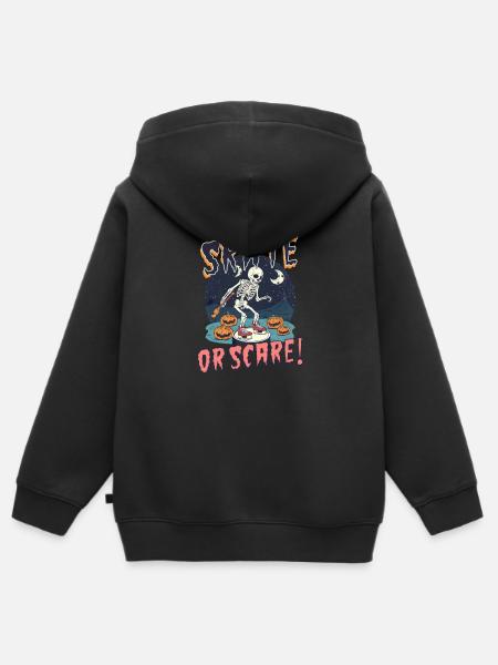 Halloween Eishockey Schlittschuh oder Schrecken! - Kinder Premium Organic Zip Hoodie - Schwarz