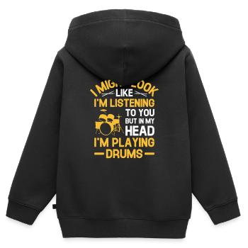 Aber in meinem Kopf spiele ich Schlagzeug Trommeln Trommeln Trommeln Dru - Kinder Premium Organic Zip Hoodie - Schwarz - Hinten - AI Model Kid Male (0cm)
