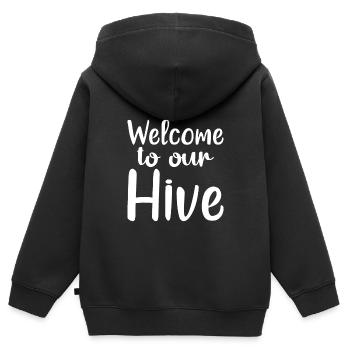 Welcome To Our Hive - Kinder Premium Organic Zip Hoodie - Schwarz - Hinten - AI Model Kid Male (0cm)