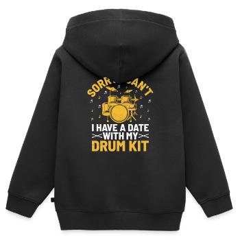 Sorry I Can't I Have A Date With My Drum Kit Drumm - Kinder Premium Organic Zip Hoodie - Schwarz - Hinten - AI Model Kid Male (0cm)