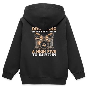 Trommeln, bei dem jeder Schlag ein High Five zum Rhythmus ist - Kinder Premium Organic Zip Hoodie - Schwarz - Hinten - AI Model Kid Male (0cm)