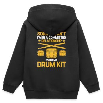 Tut mir leid, ich kann nicht, ich bin in einer festen Beziehung mit - Kinder Premium Organic Zip Hoodie - Schwarz - Hinten - AI Model Kid Male (0cm)