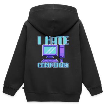 I Hate Computers 4 - Kinder Premium Organic Zip Hoodie - Schwarz - Hinten - AI Model Kid Male (0cm)