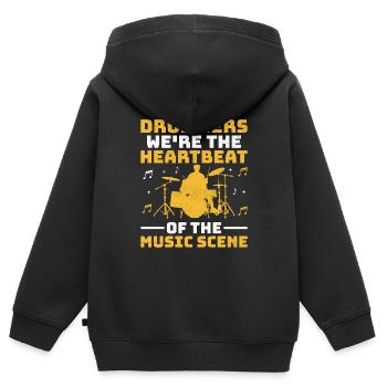 Drummers Wir sind der Herzschlag der Musikszene Dr - Kinder Premium Organic Zip Hoodie - Schwarz - Hinten - AI Model Kid Male (0cm)