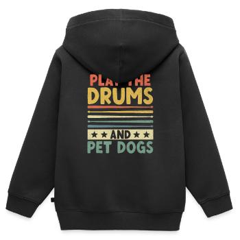 Jouer Les Tambours Et Les Chiens De Compagnie Tambour Tambour Tambour - Sweat Premium à capuche zippé enfant bio - noir - Dos - AI Model Kid Male (0cm)