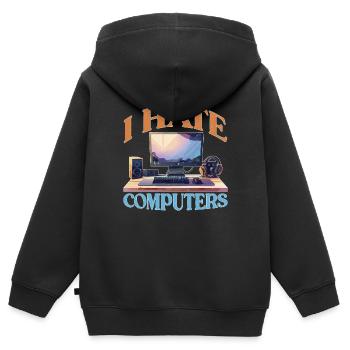 I Hate Computers 2 - Kinder Premium Organic Zip Hoodie - Schwarz - Hinten - AI Model Kid Male (0cm)