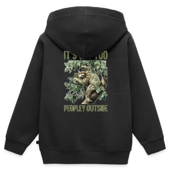 It's Way Too Peopley Outside - Kinder Premium Organic Zip Hoodie - Schwarz - Hinten - AI Model Kid Male (0cm)