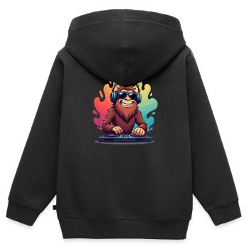 Big Foot mit Sonnenbrille und Kopfhörer im Pop Art - Kinder Premium Organic Zip Hoodie - Schwarz - Hinten - AI Model Kid Male (0cm)