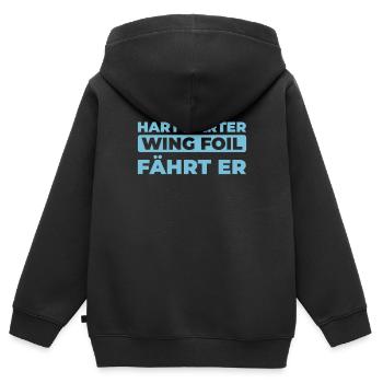 Wing Surf Wing Foil - Kinder Premium Organic Zip Hoodie - Schwarz - Hinten - AI Model Kid Male (0cm)