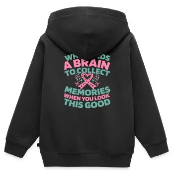 Maladie d’Alzheimer - Sweat Premium à capuche zippé enfant bio - noir - Dos - AI Model Kid Male (0cm)