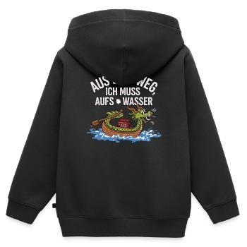 Aus dem Weg, ich muss aufs Wasser - Kinder Premium Organic Zip Hoodie - Schwarz - Hinten - AI Model Kid Male (0cm)