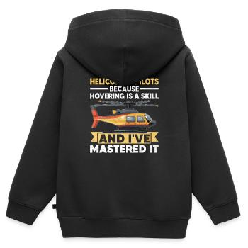 Hubschrauberpiloten, weil das Schweben eine Herausforderung ist - Kinder Premium Organic Zip Hoodie - Schwarz - Hinten - AI Model Kid Male (0cm)