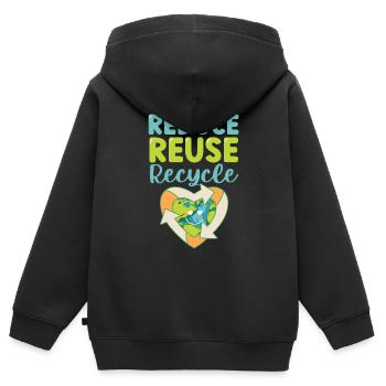 Journée de la Terre : réduire, réutiliser, recycler, journée de l’environnement - Sweat Premium à capuche zippé enfant bio - noir - Dos - AI Model Kid Male (0cm)