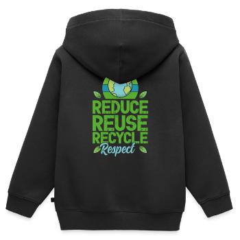 Tag der Erde, 22. April, reduzieren, wiederverwenden, recyceln - Kinder Premium Organic Zip Hoodie - Schwarz - Hinten - AI Model Kid Male (0cm)