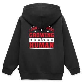 I Can't I'm Busy Growing A Human 2 - Kinder Premium Organic Zip Hoodie - Schwarz - Hinten - AI Model Kid Male (0cm)