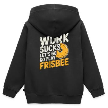 Frisbee - Kinder Premium Organic Zip Hoodie - Schwarz - Hinten - AI Model Kid Male (0cm)