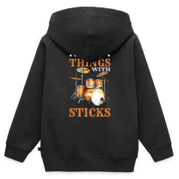 I Hit Things With Sticks 2 - Kinder Premium Organic Zip Hoodie - Schwarz - Hinten - AI Model Kid Male (0cm)