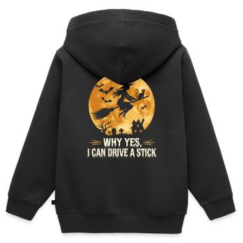 Pourquoi Je peux conduire un bâton Funny Witch Halloween - Sweat Premium à capuche zippé enfant bio - noir - Dos - AI Model Kid Male (0cm)