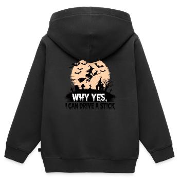 Pourquoi Je peux conduire un bâton Funny Witch Halloween - Sweat Premium à capuche zippé enfant bio - noir - Dos - AI Model Kid Male (0cm)