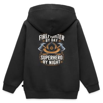 Feuerwehrmann - Kinder Premium Organic Zip Hoodie - Schwarz - Hinten - AI Model Kid Male (0cm)