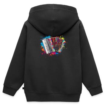 Accordéon Éclaboussures d’eau - Sweat Premium à capuche zippé enfant bio - noir - Dos - AI Model Kid Male (0cm)