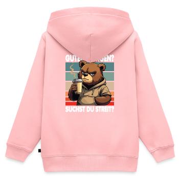 Bonjour? Vous cherchez un combat ? Grognement matinal - Sweat Premium à capuche zippé enfant bio - rose - Dos - AI Model Kid Female (0cm)