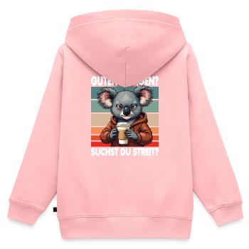 Bonjour? Vous cherchez un combat ? Grognement matinal - Sweat Premium à capuche zippé enfant bio - rose - Dos - AI Model Kid Female (0cm)