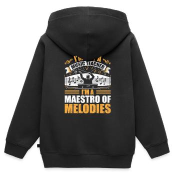 Je ne suis pas un professeur de musique, je suis un maestro des mélodies - Sweat Premium à capuche zippé enfant bio - noir - Dos - AI Model Kid Male (0cm)