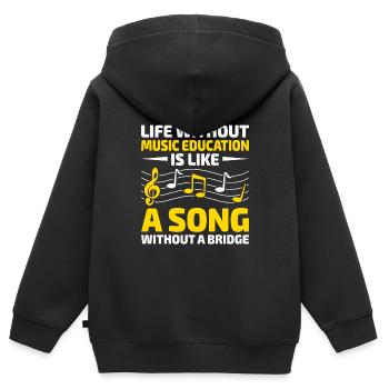 Ein Leben ohne musikalische Bildung ist wie ein Lied ohne - Kinder Premium Organic Zip Hoodie - Schwarz - Hinten - AI Model Kid Male (0cm)