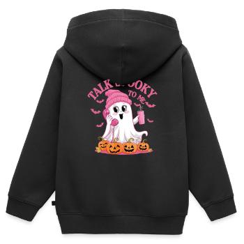 Halloween Ghost Funny Talk Spooky To Me - Kinder Premium Organic Zip Hoodie - Schwarz - Hinten - AI Model Kid Male (0cm)