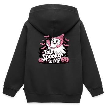 Halloween Ghost Funny Talk Spooky To Me - Kinder Premium Organic Zip Hoodie - Schwarz - Hinten - AI Model Kid Male (0cm)