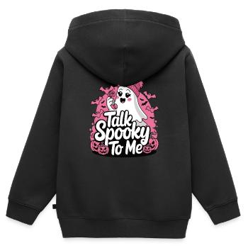 Halloween Ghost Funny Talk Spooky To Me - Kinder Premium Organic Zip Hoodie - Schwarz - Hinten - AI Model Kid Male (0cm)