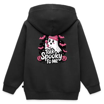 Halloween Ghost Funny Talk Spooky To Me - Kinder Premium Organic Zip Hoodie - Schwarz - Hinten - AI Model Kid Male (0cm)