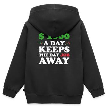 Day Trading Day Trader Bourse Bourse - Sweat Premium à capuche zippé enfant bio - noir - Dos - AI Model Kid Male (0cm)
