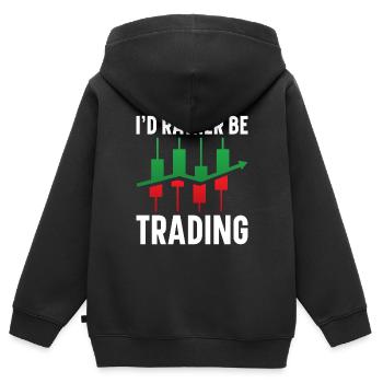 Day Trading Day Trader Bourse Bourse - Sweat Premium à capuche zippé enfant bio - noir - Dos - AI Model Kid Male (0cm)
