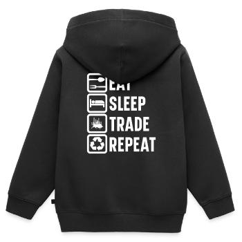 Day Trading Day Trader Bourse Bourse - Sweat Premium à capuche zippé enfant bio - noir - Dos - AI Model Kid Male (0cm)