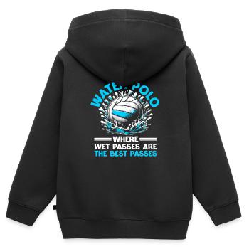 Water Polo Where Wet Passes Are The Best Passes - Kids Premium Organic Zip-up Hoodie - black - Back - AI Model Kid Male (0cm)