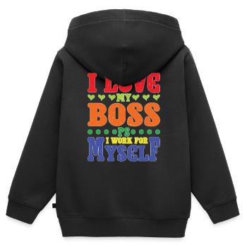 I Love My PS I Work For Myself 1 - Kinder Premium Organic Zip Hoodie - Schwarz - Hinten - AI Model Kid Male (0cm)