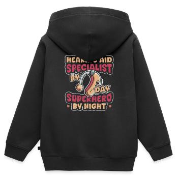 Hearing aid specialist - Kids Premium Organic Zip-up Hoodie - black - Back - AI Model Kid Male (0cm)
