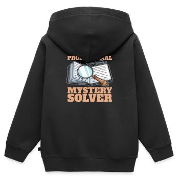 Détective - Sweat Premium à capuche zippé enfant bio - noir - Dos - AI Model Kid Male (0cm)