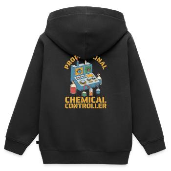 Opérateurs chimiques - Sweat Premium à capuche zippé enfant bio - noir - Dos - AI Model Kid Male (0cm)