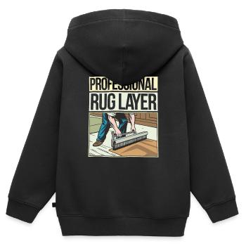 Installateur de tapis - Sweat Premium à capuche zippé enfant bio - noir - Dos - AI Model Kid Male (0cm)