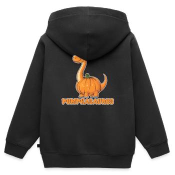Dinosaure citrouille Halloween Pumkasaurus Costume - Sweat Premium à capuche zippé enfant bio - noir - Dos - AI Model Kid Male (0cm)