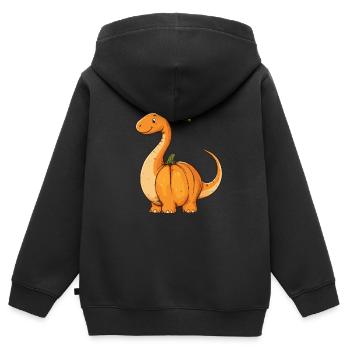 Dinosaure citrouille Halloween Pumkasaurus Costume - Sweat Premium à capuche zippé enfant bio - noir - Dos - AI Model Kid Male (0cm)