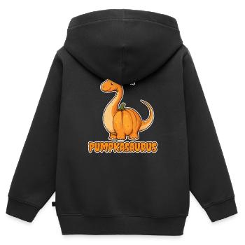 Dinosaure citrouille Halloween Pumkasaurus Costume - Sweat Premium à capuche zippé enfant bio - noir - Dos - AI Model Kid Male (0cm)