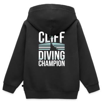 Plongée de falaise Sports d’aventure Thrill Seeker - Sweat Premium à capuche zippé enfant bio - noir - Dos - AI Model Kid Male (0cm)
