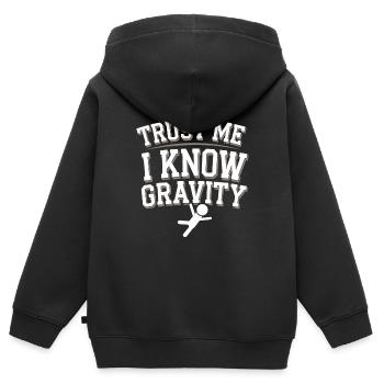 Plongée de falaise Sports d’aventure Thrill Seeker - Sweat Premium à capuche zippé enfant bio - noir - Dos - AI Model Kid Male (0cm)