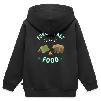 Wald Fast Food für Bär - Camping und Outdoor - Kinder Premium Organic Zip Hoodie - Schwarz - Hinten - AI Model Kid Male (0cm)