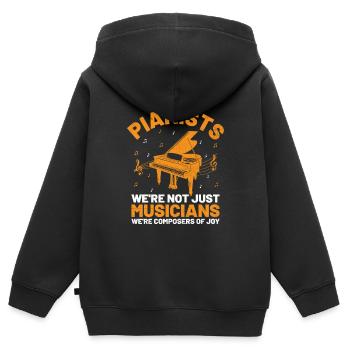 Pianistes, nous ne sommes pas seulement des musiciens, nous sommes des compositeurs - Sweat Premium à capuche zippé enfant bio - noir - Dos - AI Model Kid Male (0cm)