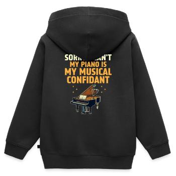 Sorry I can't Mein Klavier ist meine musikalische Vertraute Pia - Kinder Premium Organic Zip Hoodie - Schwarz - Hinten - AI Model Kid Male (0cm)